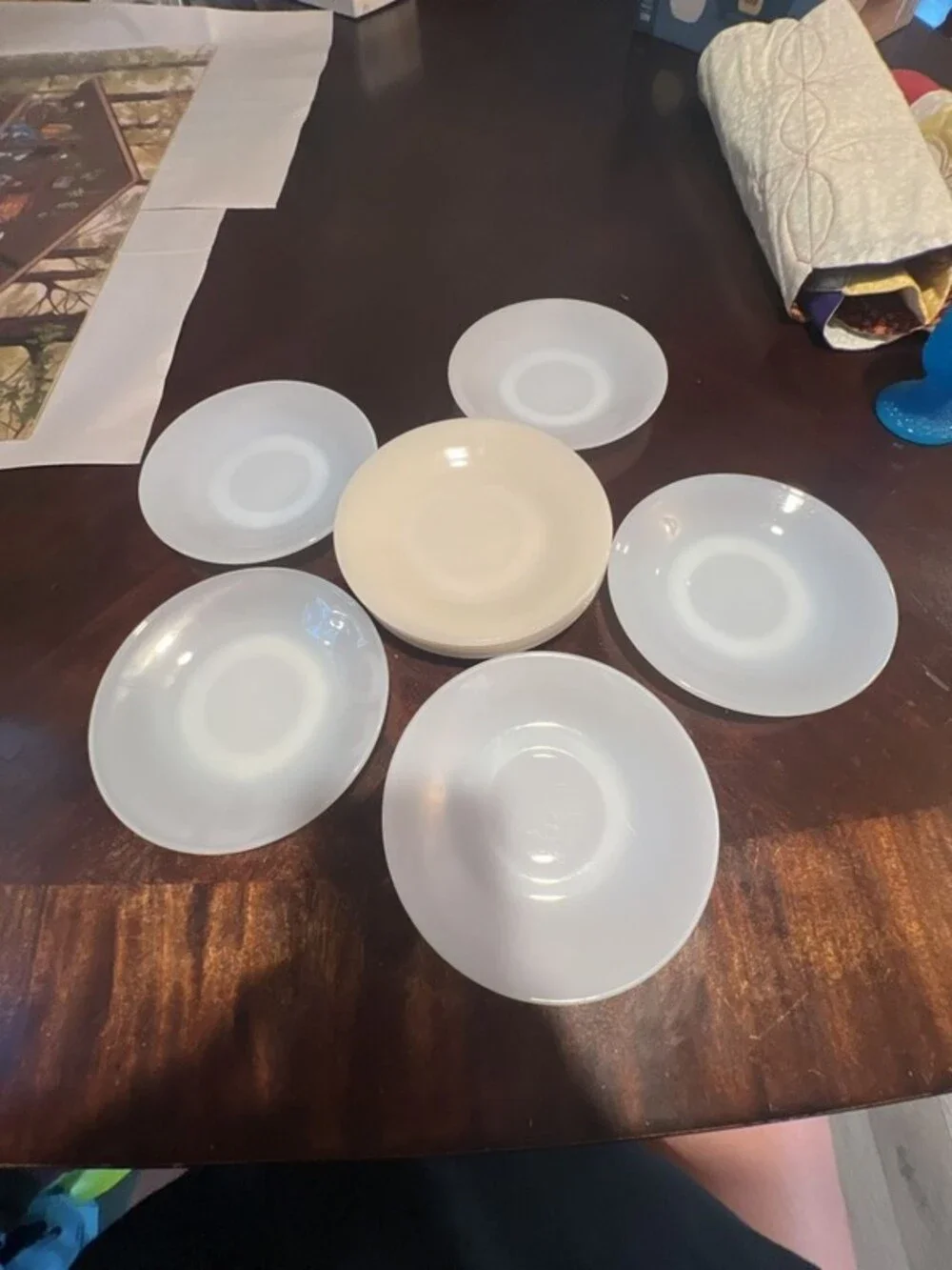 Vintage Anchor Hocking Fire King Milk Glass Saucers, Set of 9